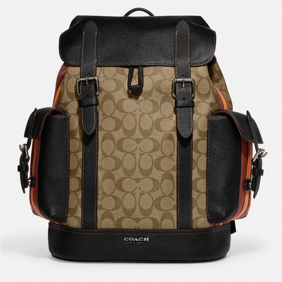 Hudson Backpack In Signature Canvas With Varsity Stripe - Picture 2 of 6